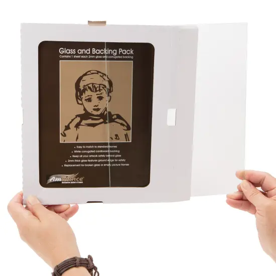 Ambiance Break-Resistant Picture Frame Glass and Backing, 24x24" Pack of 6, for Replacement or Empty Frames, 2mm Thick, Rounded Edges for Safe Handling, White Corrugated Cardboard {4}