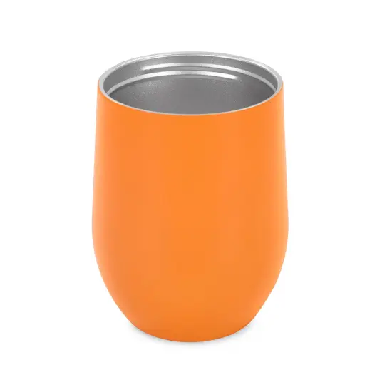 Makerflo 12 oz Powder Coated Wine Tumbler with Leak-Proof Clear Lid, Ideal for Craft and Personalization (Laser Engraving, UV DTF, Epoxy, and Vinyl) Orange {3}