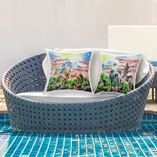 Stupell Industries Cowboys Under Western Sun 2pc Outdoor Printed Throw Pillow Set Design by Melissa Wang, 18 x 7 x 18 {2}