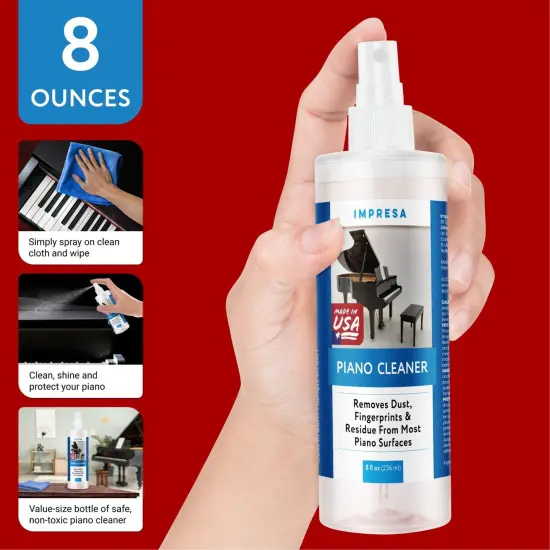 IMPRESA 8 oz Grand Piano Cleaner Spray - High Gloss Piano Surface Cleaning Supplies Kit {6}