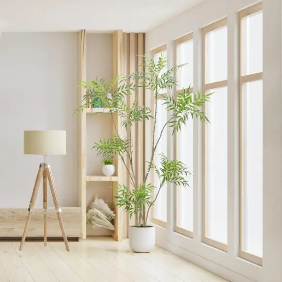 Artificial Mahonia Fortunei Tree, Luabue 6FT Tall Fake Plant Fake Tree Faux Plants Indoor, Artificial Umbrella Plants for Home Office Bedroom Balcony Living Room Lobby Decor and Housewarming Gift {3}