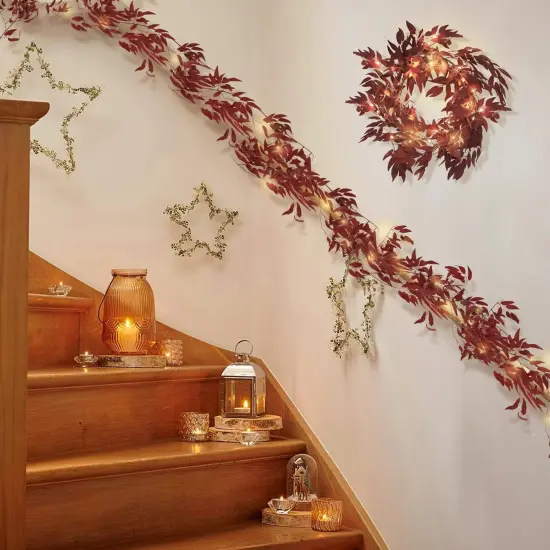 Artificial Hanging Willow Vine Twigs Whit Light 2Pcs 5.7Ft Fake Fall Garland Faux Silk Willow Leaves Ivy Indoor Outdoor {5}