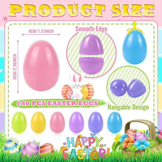 120 Pcs Pastel Colorful Plastic Easter Eggs Bulk, 2.3 ", Fillable Empty Easter Eggs for Fillling Candy, Treats, Easter Hunt Basket Suffers Fillers {2}