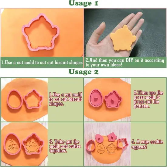 8 Styles Easter Bunny Cookie Cutters, Easter Biscuit Fondant Pastry Cookie Cutter Stamps for Baking, Easter Fun Cookie Cutters Shapes with Bunny Egg Carrot for Party Decorations {5}