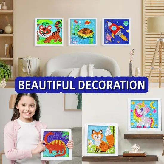 Diamond Art Kits for Kids Beginners - Gem Art Painting Kits with 6 Designs, 6 Diamond Dot Tools {6}