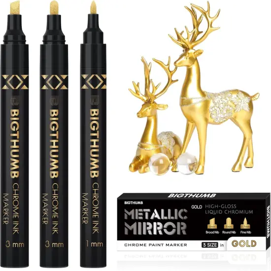 3Pcs Liquid Chrome Paint Markers, Gloss Mirror Marker, Oil-based Permanent Chrome Maker, Reflective Metallic Pen Markers {1}
