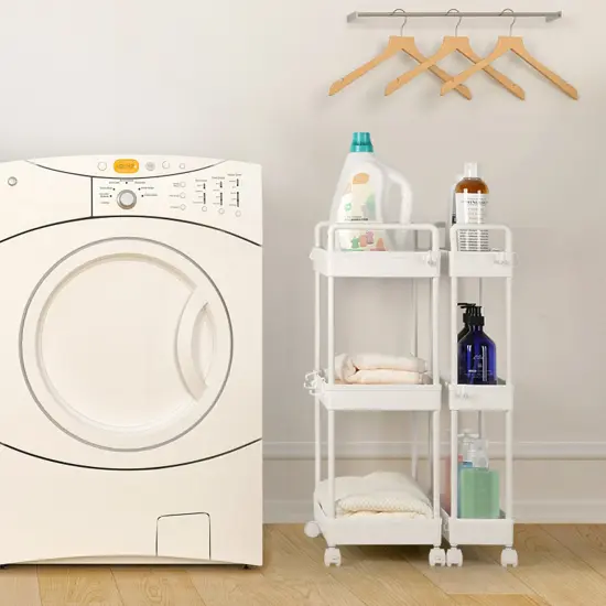 2pcs 2 - Tier Kitchen Slide Out Rolling Rack Storage Cart Organizer with Wheels {6}