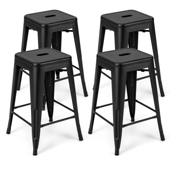 24 Inch Set of 4 Style Counter Height Barstool Stackable Chair Gun {8}