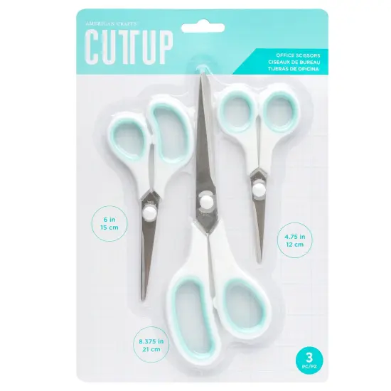 American Crafts Cut Up Office Scissors 3/Pkg-Blue and White {1}