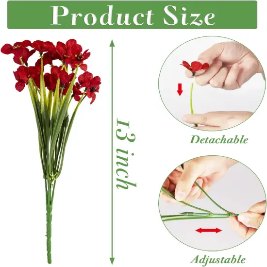 20 Bundles Artificial Flowers Outdoor UV Resistant Fake Flowers No Fade {3}