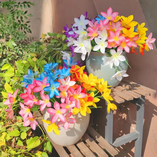 Artificial Fake Flowers for Outdoor Spring Decoration, 12 Bundles UV Resistant Faux Plastic Fabric Flowers Lily for Indoor Outdoor Garden Porch Entryway Window Box Pot Vase Planter Decor {3}