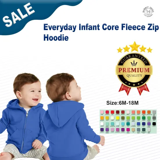Port & Company&reg; Everyday Infant Core Fleece Zip Hoodie Athletic Heather {3}