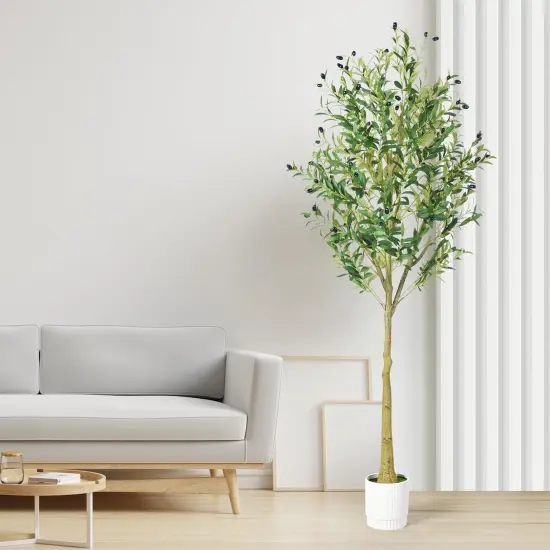6ft Olive Tree, Olive Plant Artificial Indoor with 1296 Dense Leaves & 72 High-Simulated Olive Fruits- Easy Assembly, Low Maintenance (Thick Olive Tree, 6ft) {4}