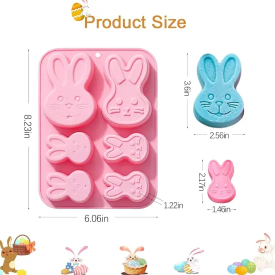 3D Easter Bunny Silicone Mold for Chocolate 2 Pack Large Easter Bunny Molds for Baking Jello Candy Molds Easter Soap Molds for Hot Chocolate Bombs Ice Cube Candle Cupcake Decorations (large bunny) {2}