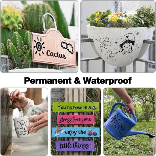 Black Paint Pen Permanent Marker Waterproof -4 Black paint markers,paint marker for Metal,Rocks,Wood,Plastic,Tire,Glass,Fabric,label,Medium Tip,Oil Based Markers Pens Permanent {3}