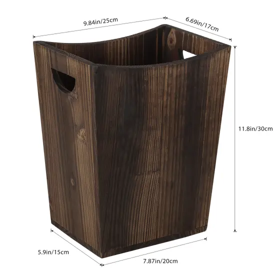 Rustic Farmhouse Style Wastebasket Bin Wood Trash Can for Living Room {2}