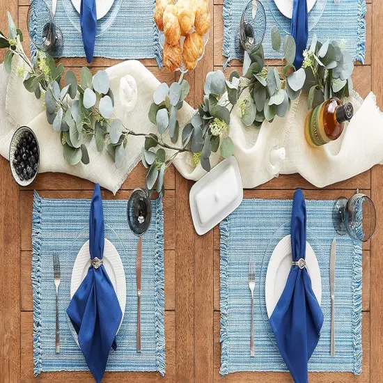 Tabletop Collection, Placemat Set3x19, Light Blue, 6 Piece {4}