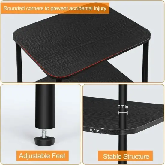 3 Tier End Table, Telephone Table, Narrow Side Table with Storage for Sofa Couch {3}
