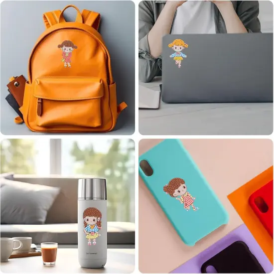 12Pcs Diamond Art Stickers Kits for Boys and Girls DIY 5D Creative Mosaic Sticker Craft by Numbers Kits for Beginners {4}