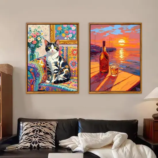 Paint by Numbers Kit for Adults Beginners,16" Wx20 L 2 Pack Canvas for Painting Kits for Adults in Colorful Box-Cat Allure and Sunset Glow {5}