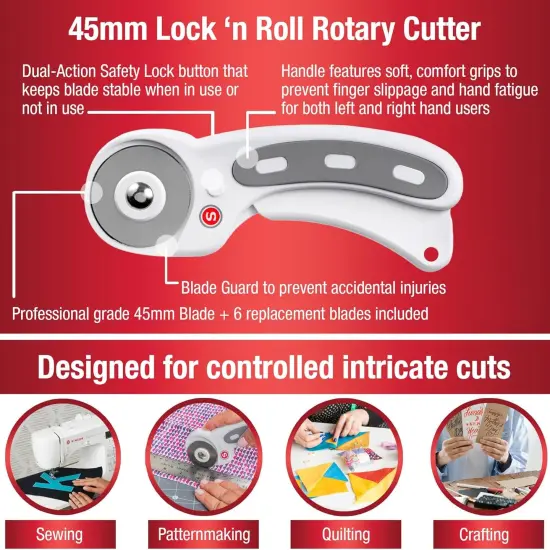 Quilting Tool Kit with 24-Count Fabric Clips, 24-Inch Folding Ruler, and 45mm Rotary Cutter - Quilting Supplies for Patternmaking, Sewing, Fabric Work {2}