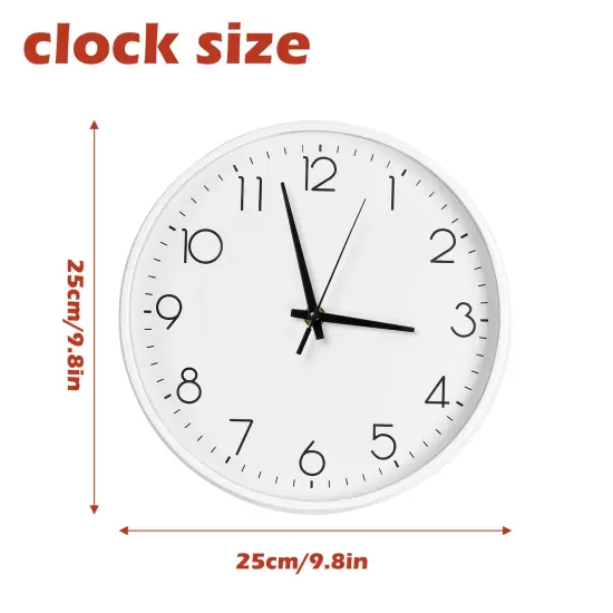 Modern 9.8-Inch Silent Wall Clock &ndash; Minimalist Design, Battery Operated White {2}