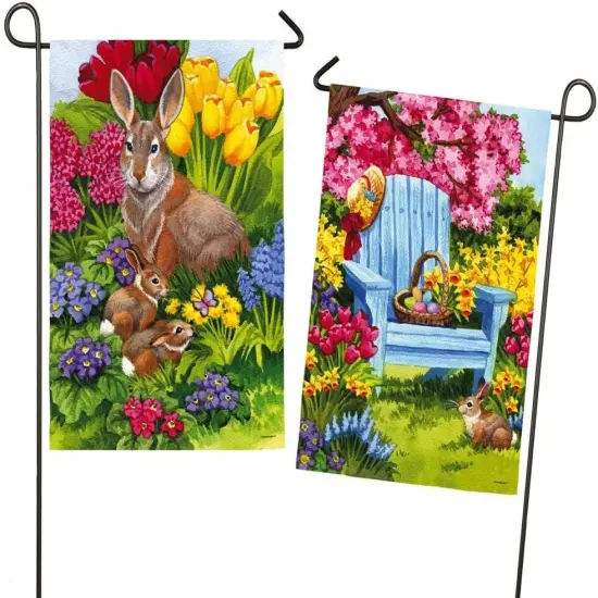 Easter Morning Garden Flag 2 Sided {1}