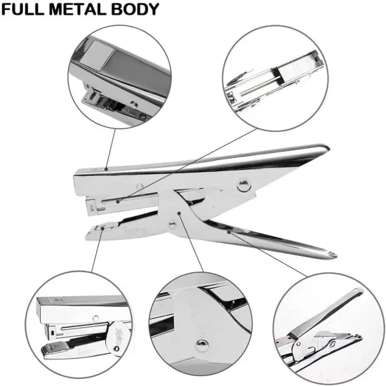 Plier Stapler Heavy Duty Office Stapler Hand Held 20-Sheet Stapler Papers Stapling Machine with 1000 Staples and Staple Remover Tool, Silver {4}