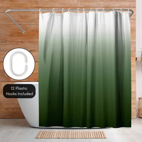 Americanflat 71x74 Ombre Green Shower Curtain - Water Resistant - Polyester Fabric {5}