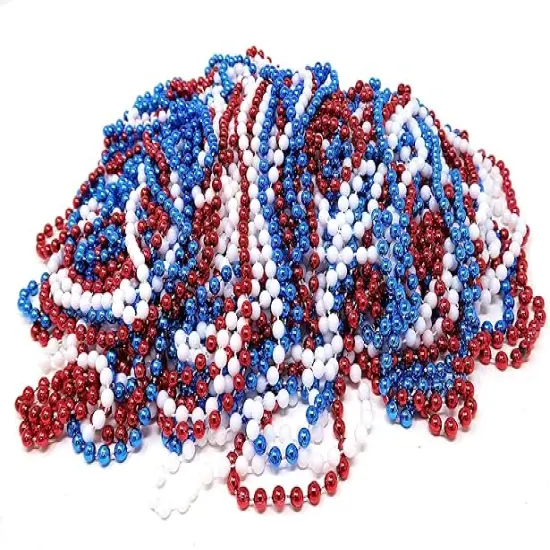 4E's Novelty 72 PackNecklace Necklace&ndash; Red White and Blue Necklace for 4th of July Accessories {3}