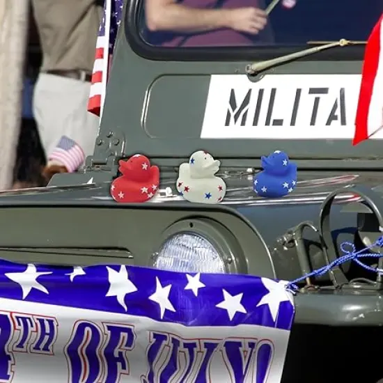 4E's Novelty 24 Pack Patriotic Rubber Duck - 2" Jeep Ducks for Ducking, Duck Party Favors 4th of July {5}