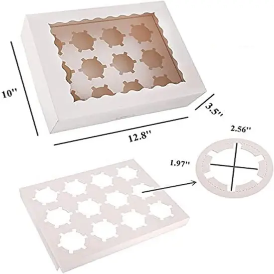 25 Pack Cupcake Boxes Hold 12 Standard Cupcakes, Food Grade Cupcake Holders Bakery Carrier Boxes with Windows and Inserts for Cupcakes, Muffins and Pastries {3}