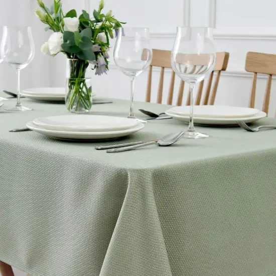 Rectangle Textured Tablecloth Waterproof Spillproof Wrinkle Free Table Cloth, Kitchen Dining Tabletop Decoration, Fabric Table Cover for Outdoor and Indoor Use, 52 x 70 Inch, Sage Green {2}