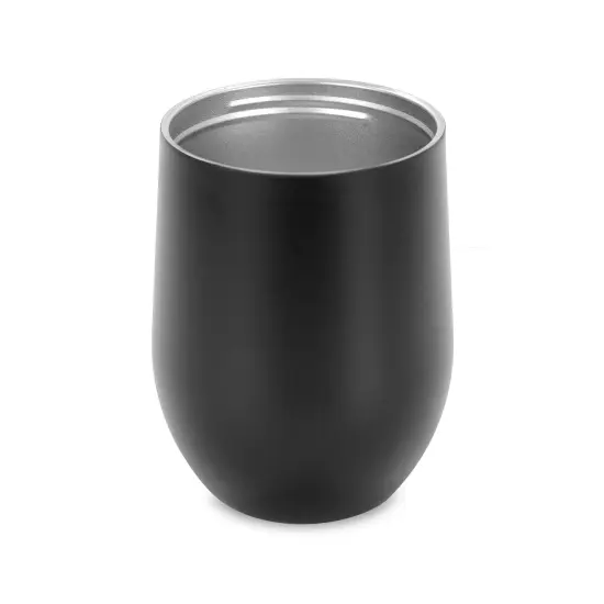 Makerflo 12 oz Powder Coated Wine Tumbler with Leak-Proof Clear Lid, Ideal for Craft and Personalization (Laser Engraving, UV DTF, Epoxy, and Vinyl) Black {3}