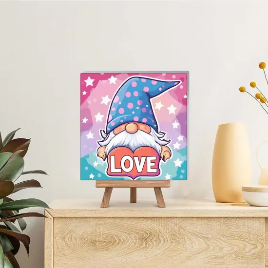 Framed Paint by Numbers Kit for Adults & Beginner - 8x8 Inch Canvas Valentine's Day Paint by Numbers - Gnome Educational & Creative Art Set for Beginners - Perfect for Home Wall Decoration {2}