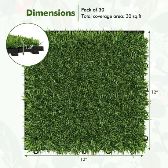 30pcs 12"x12" Interlocking Artificial Grass Tiles {5}