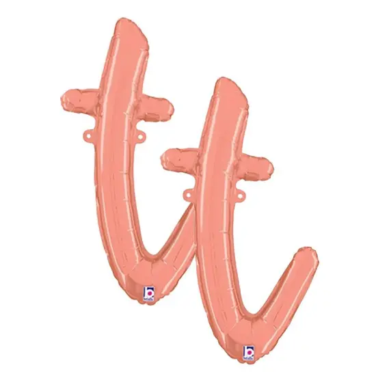 Betallic&reg; 24 inch Script Letter T Rose Gold Air Fill Only Balloon {2}