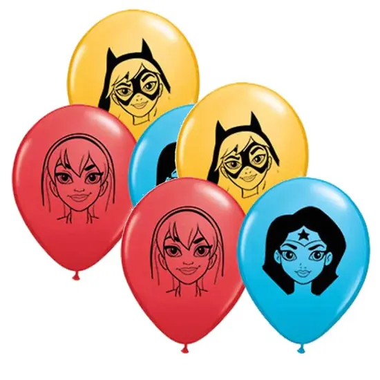 DC Super Hero Girls Faces Assortment 5 Inch Latex Balloons {5}
