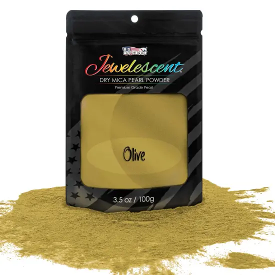 Jewelescent Mica Pearl Pigment Powder, Olive Gold 3.5 oz (100g) Pouch - Cosmetic Grade, Epoxy Resin Color Pigment, Mica Powder for Resin, Soap, Slime, Candle Dye, Art {1}