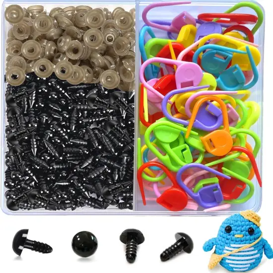8mm Black Plastic Safety Eyes Crafts with Washers {1}