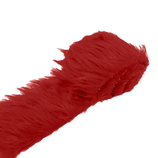 18" x 60" Size Long Pile Shaggy Faux Fur Strip Fabric for Crafts Costumes Home Decor Trim Dark Red {1}