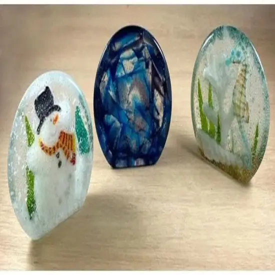 6.5" x 6.5" x 2.25" Round Vertical Paperweight Glass Fusing Frit Casting Kiln Mold {2}