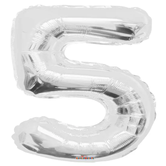 34" Numeral 5 Balloon - Silver, 1ct {1}