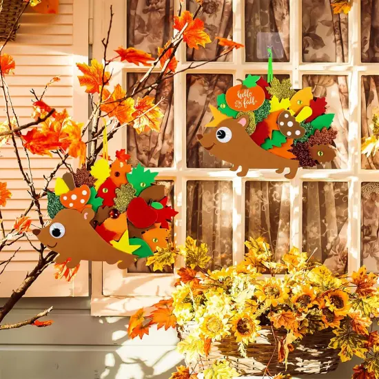 24 Sets Fall Craft Kits Fall Kids Crafts DIY Fall Leafy Hedgehog Ornaments {5}