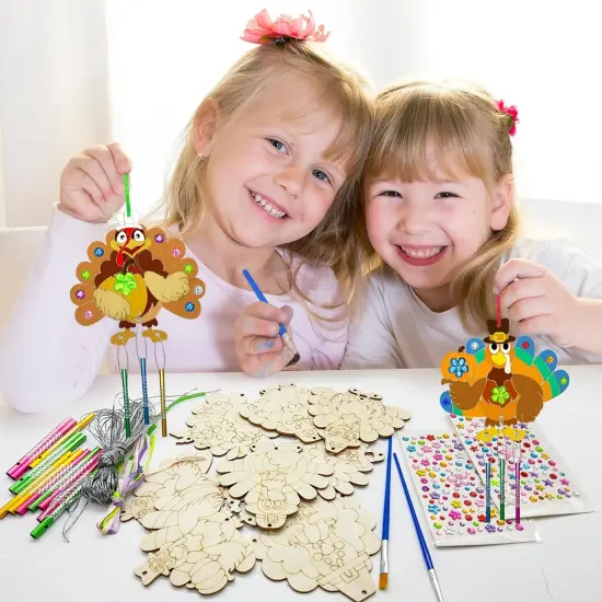 16 Pack Thanksgiving Party Favors,Fall Turkey Wind Chime Craft Kit {4}