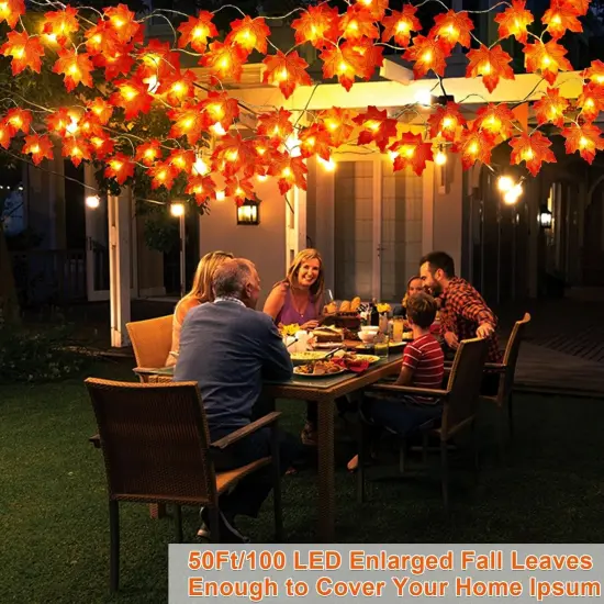 5 Pack Fall Garland with Lights - 50 Ft 100 LED {5}