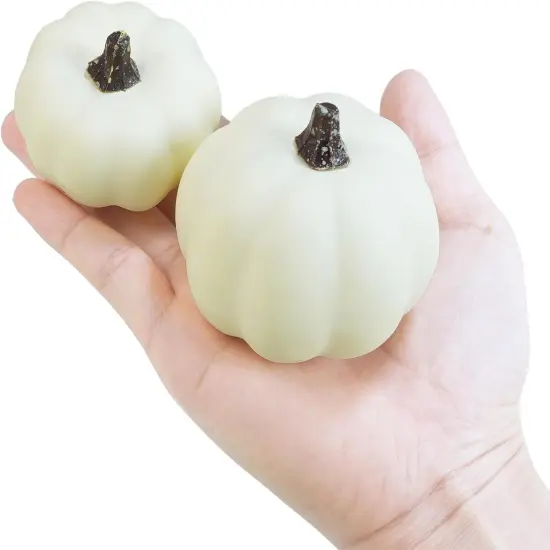 48 Pcs Fall White Fake Pumpkins Tabletop Display {2}