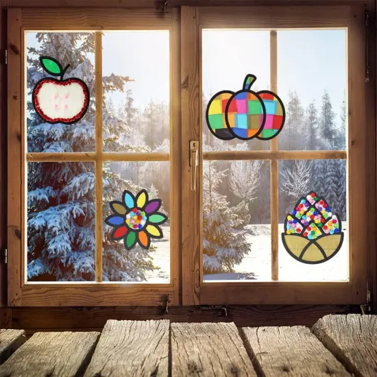 Fall Tissue Paper Crafts for Kids, Tissue Papers Stained Glass Effect {4}