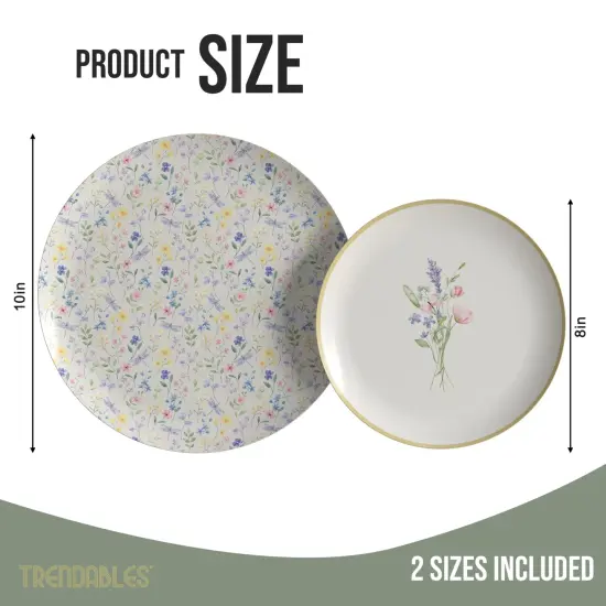 Earthtrends Heavy Duty Paper Plates for parties &ndash; Includes 8-Inch Paper Dessert Plates and 10-Inch Paper Dinner Plates &ndash; Disposable Floral Paper Plates for Parties, Weddings, Events, BBQs, Birthdays, Catering, Holidays &ndash; Elegant Tableware Set Charm {2}