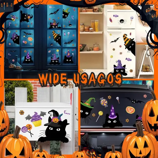 Halloween Window Cling Stickers Funny Cat Decals Double-Sided {2}